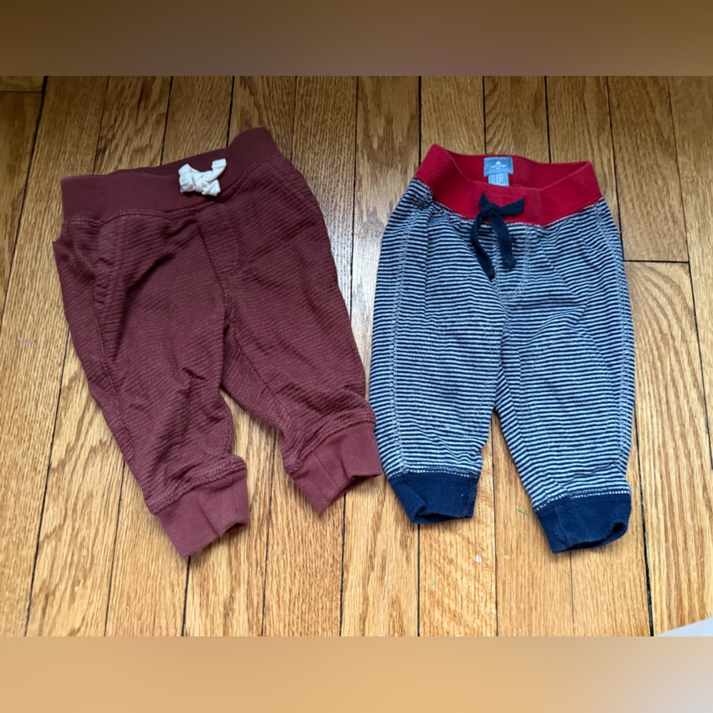 Gap Kids' Maroon and Striped Joggers Set - Size 3-6 Months